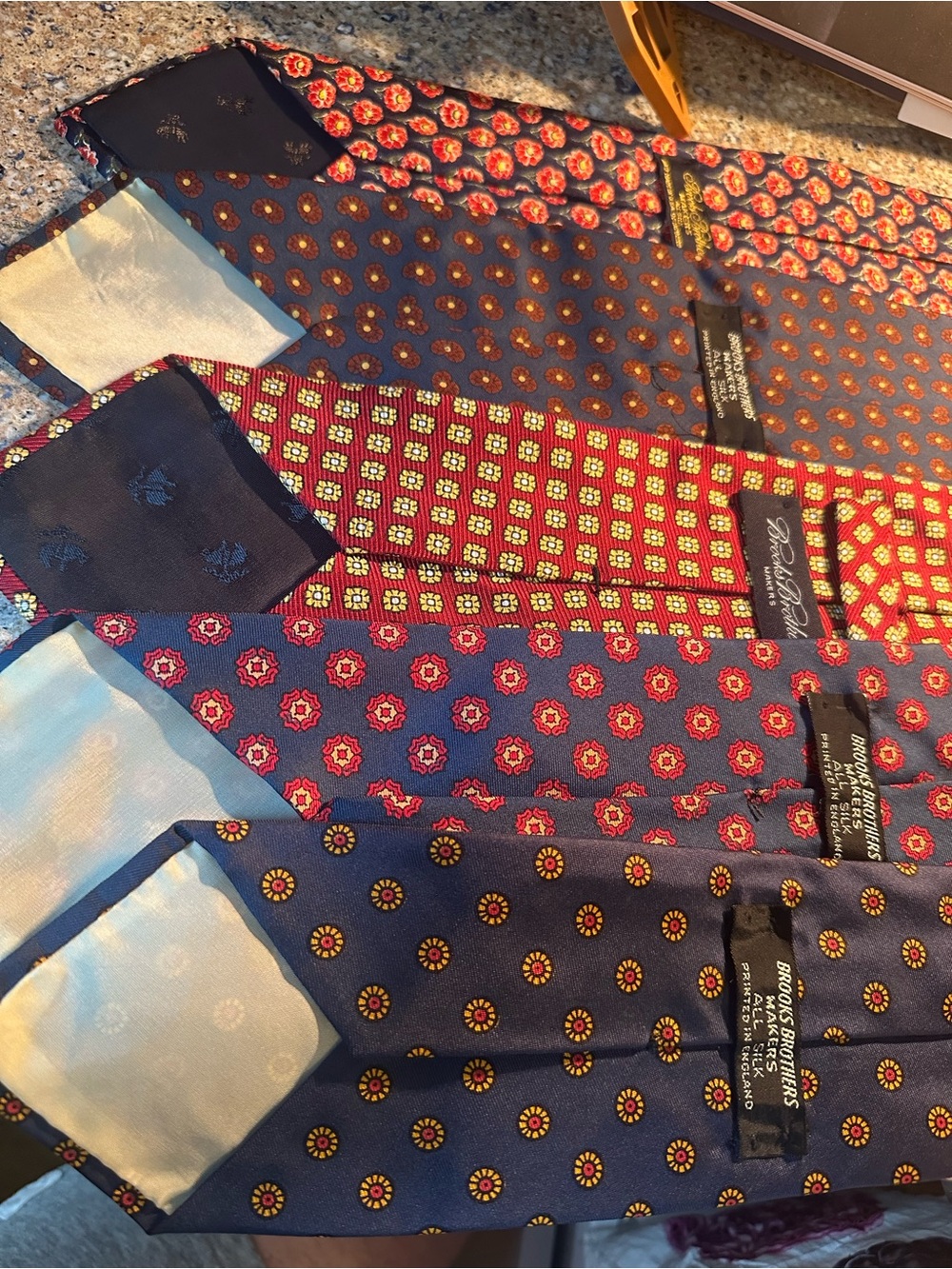 Lot 5 Vintage Brooks Brothers Makers Silk Ties England Geometric Floral